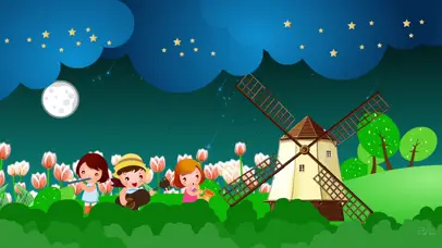 夜晚田野歌唱卡通背景