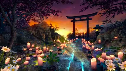 治愈 傍晚花灯小路