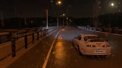 雨中道路中的丰田