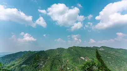 4k夏季夏天山林蓝天白云自然