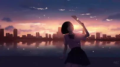 治愈系晚霞少女