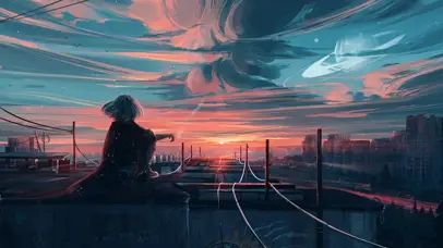 夕阳孤独少女