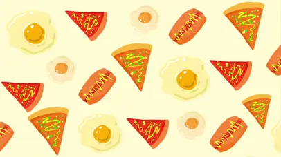 可爱小清新煎蛋披萨夏天夏季夏日