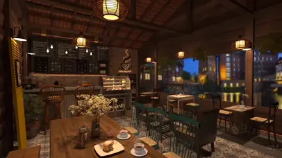 舒适雨天咖啡厅