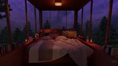 舒适卧室森林雷雨