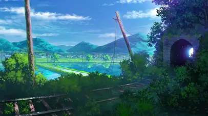 4k田野隧道铁轨蓝天