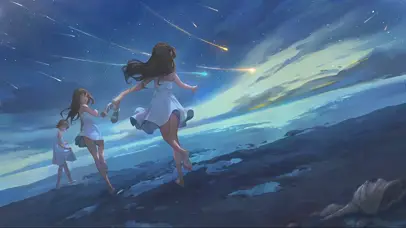 夏日流星海边少女