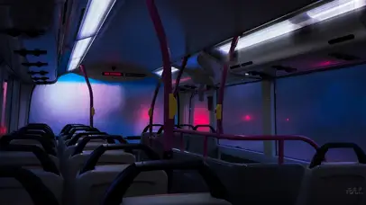 朦胧暴雨公交车