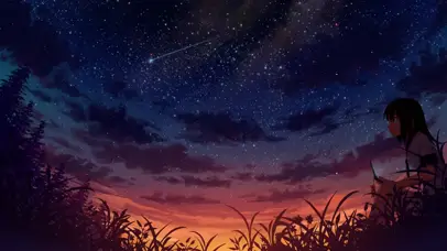 星空下的少女