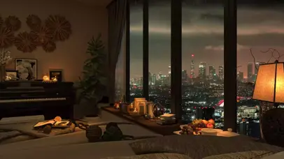 4K洛杉矶公寓舒适雨夜