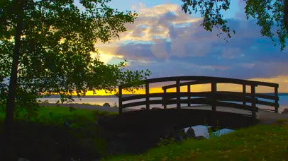 4K海边夕阳小桥