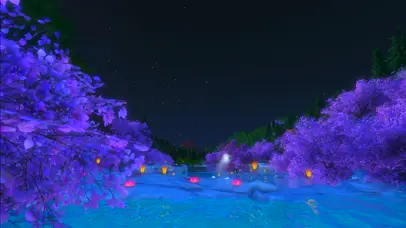 夜色水边河灯航拍 