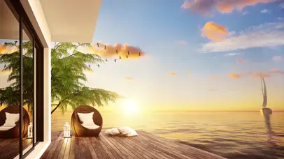 夕阳海边度假别墅