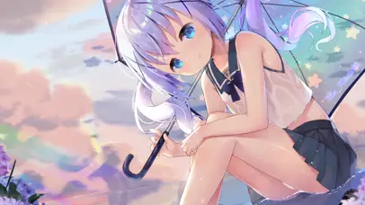 雨天唯美少女