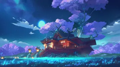 唯美夜晚的神庙