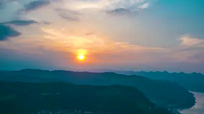 4K唯美山间日落夕阳晚霞风光