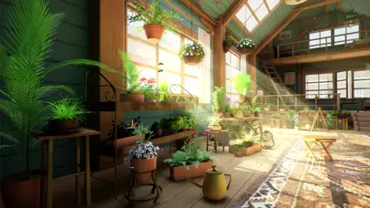 4k阁楼仓库绿植