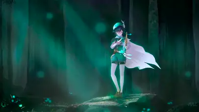 森林弹奏的女孩