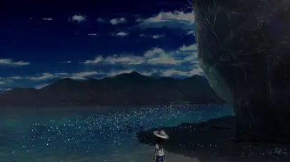 去海边看浮游的少女