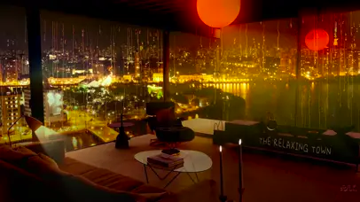 夜雨舒适的起居室