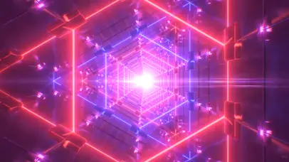 霓虹激光束科幻隧道