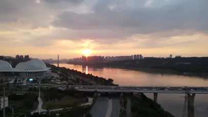 4K城市夕阳晚霞日落