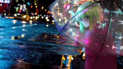 夜晚下雨的街道