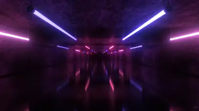 闪烁霓虹灯管隧道