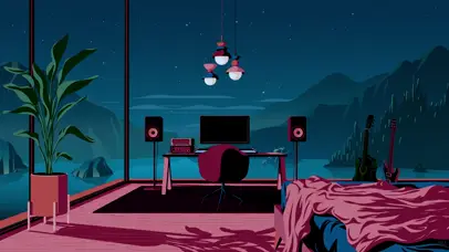 夜晚的电脑房间