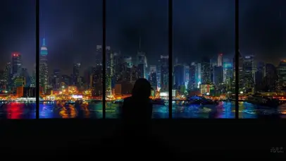 城市雨夜的孤独