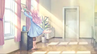 阳光房间可爱少女