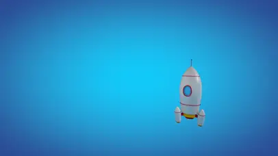 卡通可爱清新小火箭升空