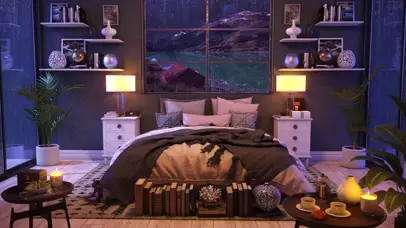 舒适的卧室雨声入眠