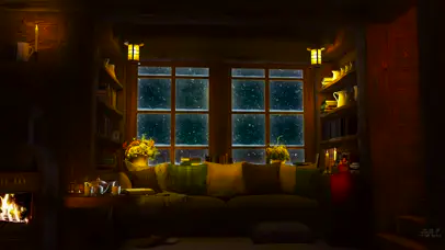 舒适的房间 狂风大雪