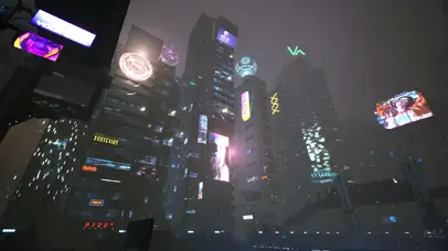 赛博朋克 雨天城市