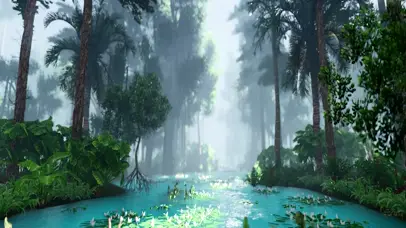 早晨唯美仙境森林之河1