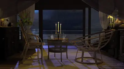雨夜海滩