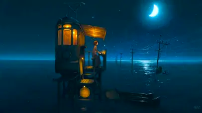 唯美海上星空夜