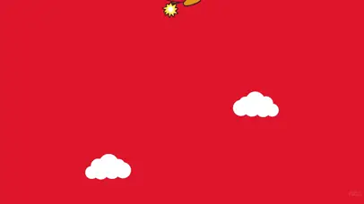 牛年大吉红色新年卡通壁纸