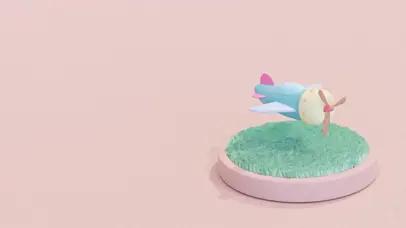 在草坪上飞行的小飞机