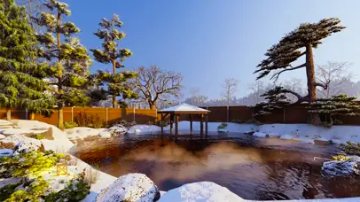 冬日雪天温泉