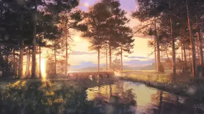 唯美小桥树林壁纸 高清