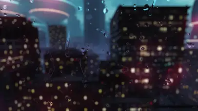 未来城市下雨