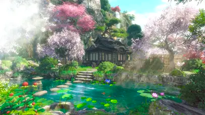 斜阳瀑布碧水流