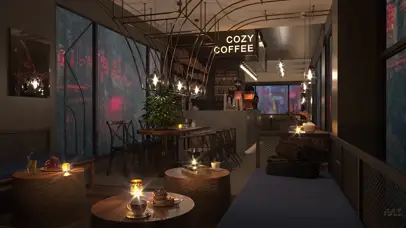 雨天城市 咖啡厅氛围