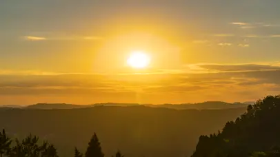 4K山间夕阳日落农村乡村