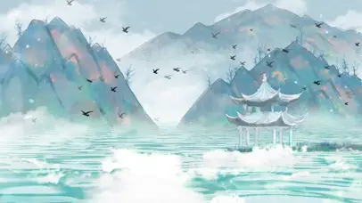 中国风山水素雅古风水墨风