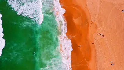 4k自然风光 海边 金黄色沙滩