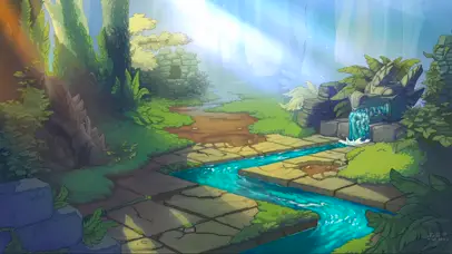 阳光森林小溪流水