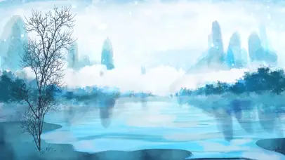 蓝色中国风古风水墨风